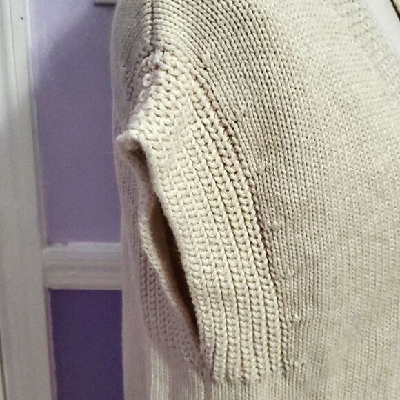 Gap Boho Retro Cream Deep V-neck Oversized Knitted Longline Sweater Vest - Picture 5 of 8